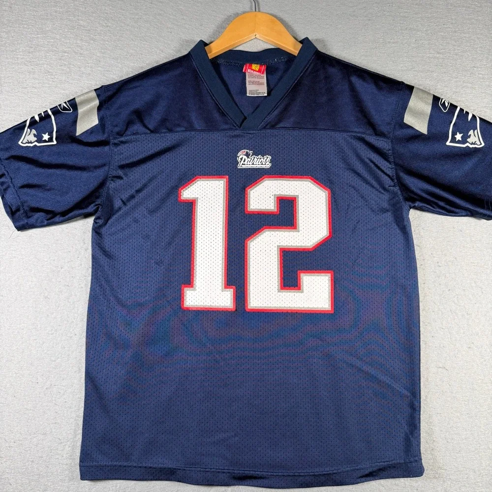 NFL‎ Players Tom Brady New England Patriots 12 Youth XL 18-20 Navy Blue Jersey